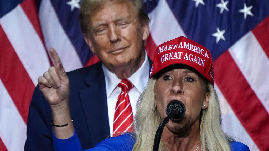 Greene and Trump on the campaign trail in 2024