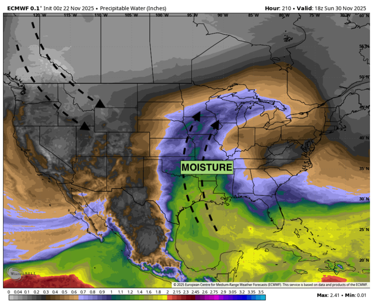 A potential snowstorm is brewing for the final days of November