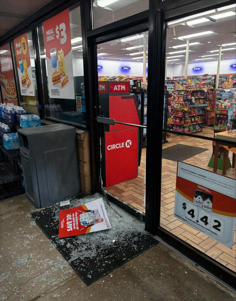 The St. Charles County Police say a person broke into a Circle K gas station and stole beef sticks, Sunday, November 23, 2025.