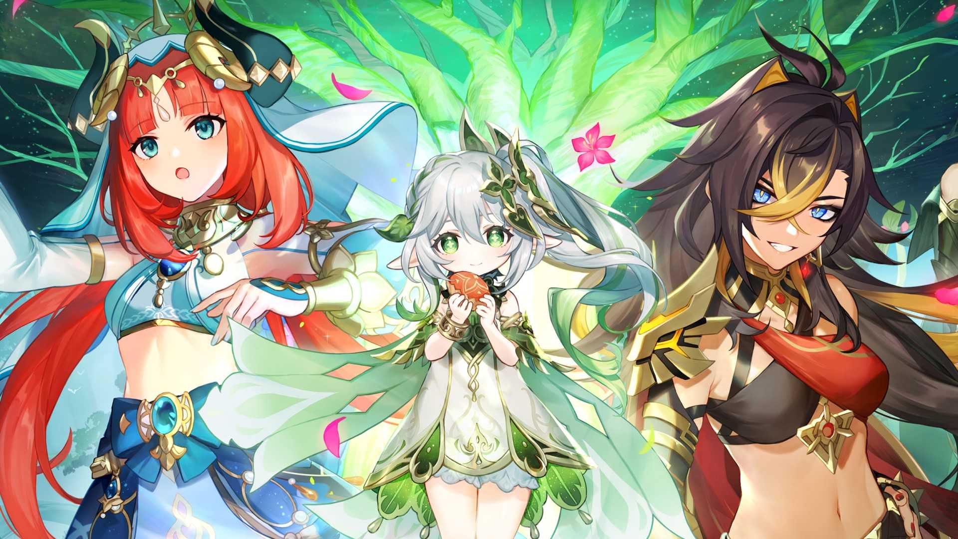 Nilou, Kusanali, and Dehya from Genshin Impact