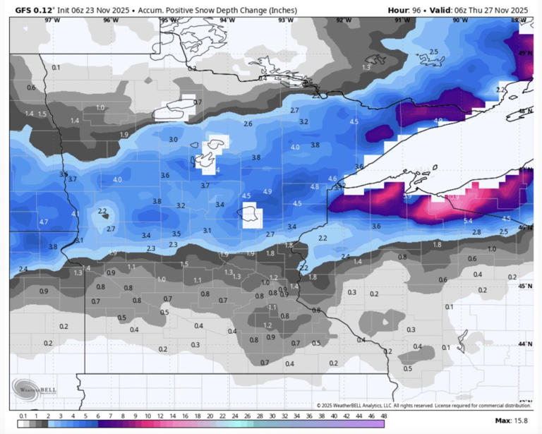 System could bring 3-6 inches of snow to Minnesota before Thanksgiving