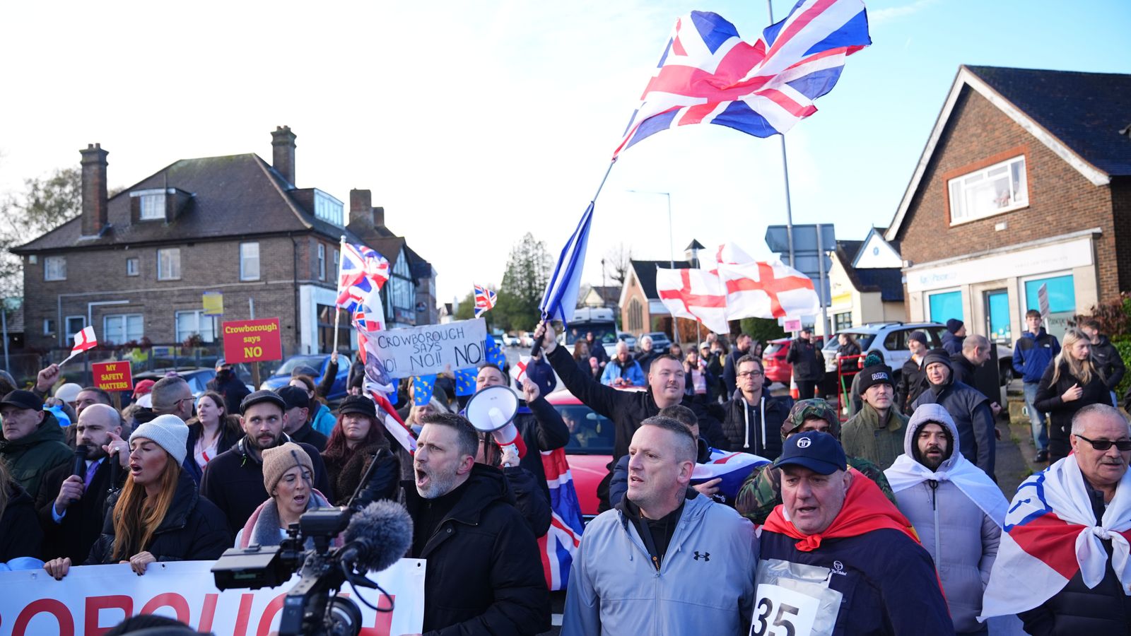 Hundreds protest against army barracks plan for asylum seekers