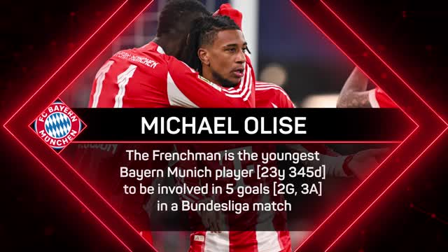 Olise makes Bayern history in stunning 6-2 win