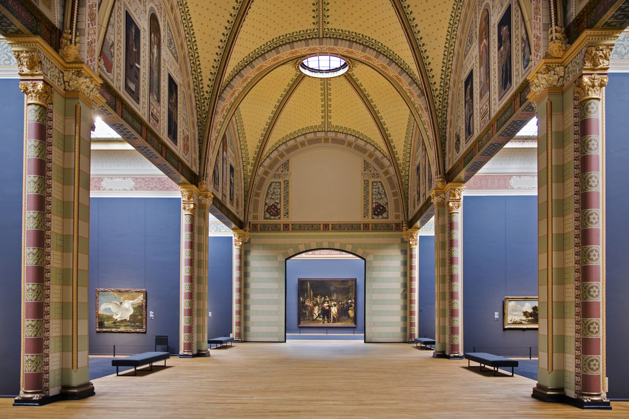 Interior gallery of Rijksmuseum in Amsterdam
