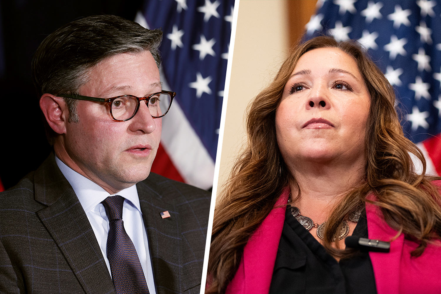 Mike Johnson; Adelita Grijalva. (Getty Images; CQ-Roll Call, Inc via Getty Images)