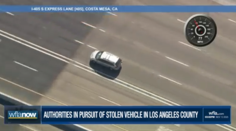 California authorities in pursuit of stolen vehicle
