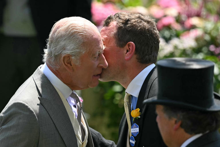 King Charles greets nephew Peter Phillips at Royal Ascot 2025. (Image credit: Getty Images)