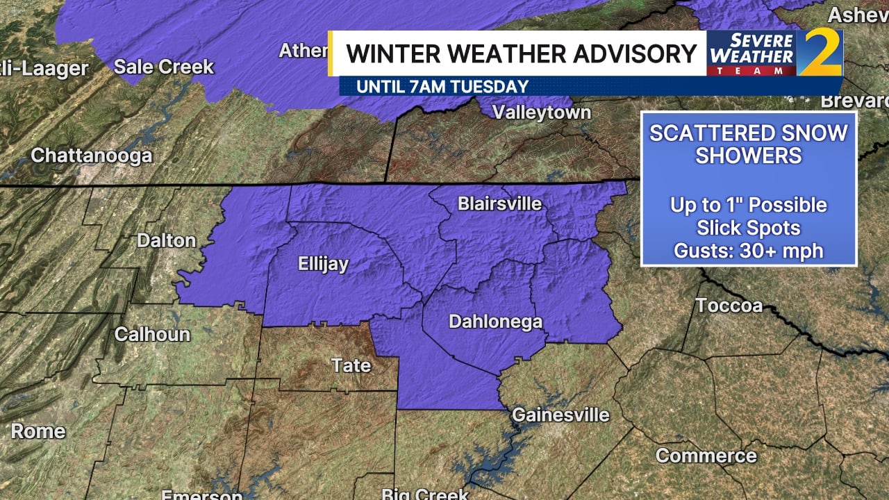 Winter weather advisory issued for north Georgia mountains, up to inch ...