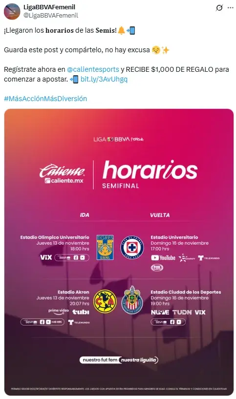 ¡Horarios confirmados! Así se jugarán las Semifinales de la Liga MX Femenil