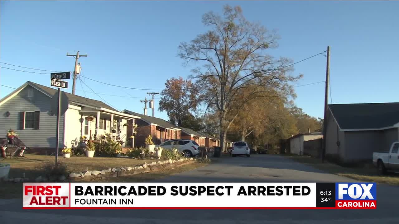 Barricaded suspect arrested in Fountain Inn after SWAT response, police say