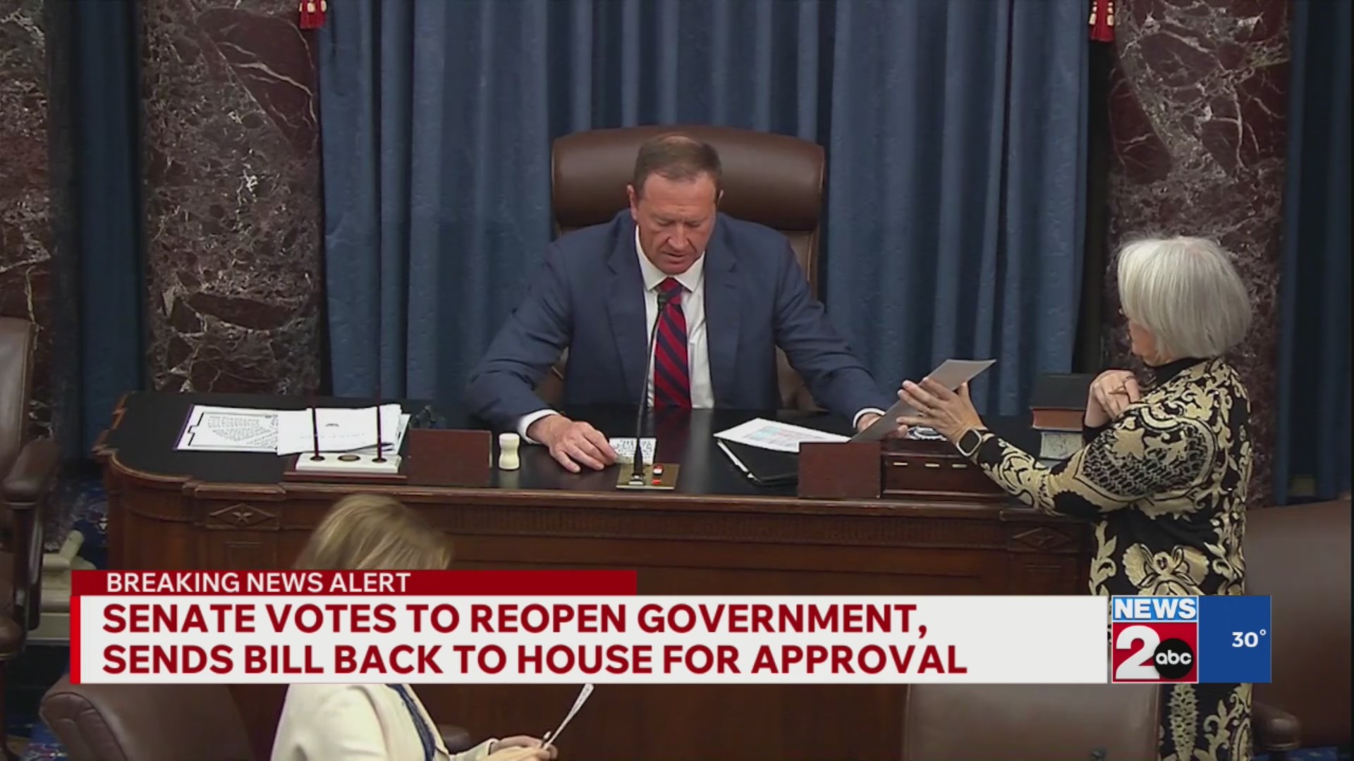 Senate votes to reopen government, sends bill back to House for approval
