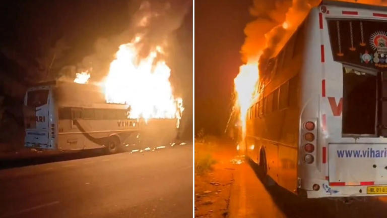Telangana: 29 Passengers Have Narrow Escape After Private Bus Bursts ...