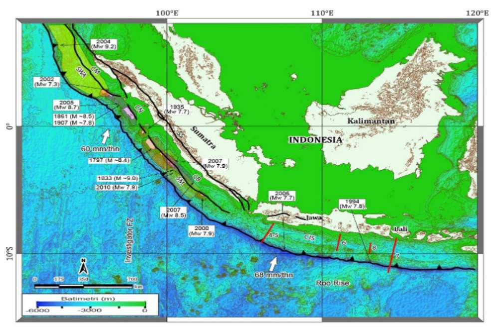 Peta 13 Zona Megathrust Indonesia, Ancaman Gempa Sampai 9,2 Richter