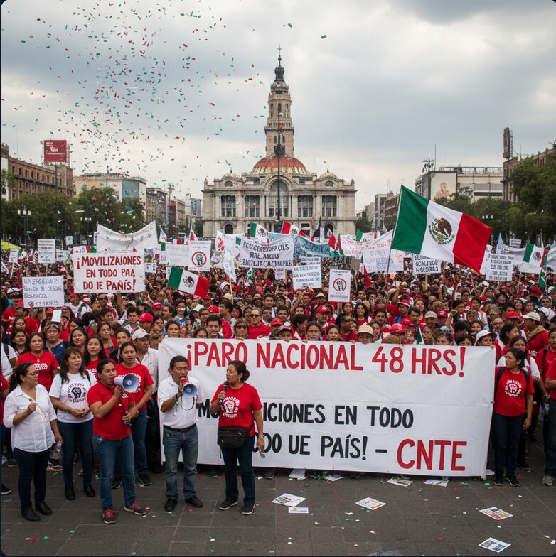 CNTE anuncia paro nacional de 48 horas y movilizaciones en todo el país
