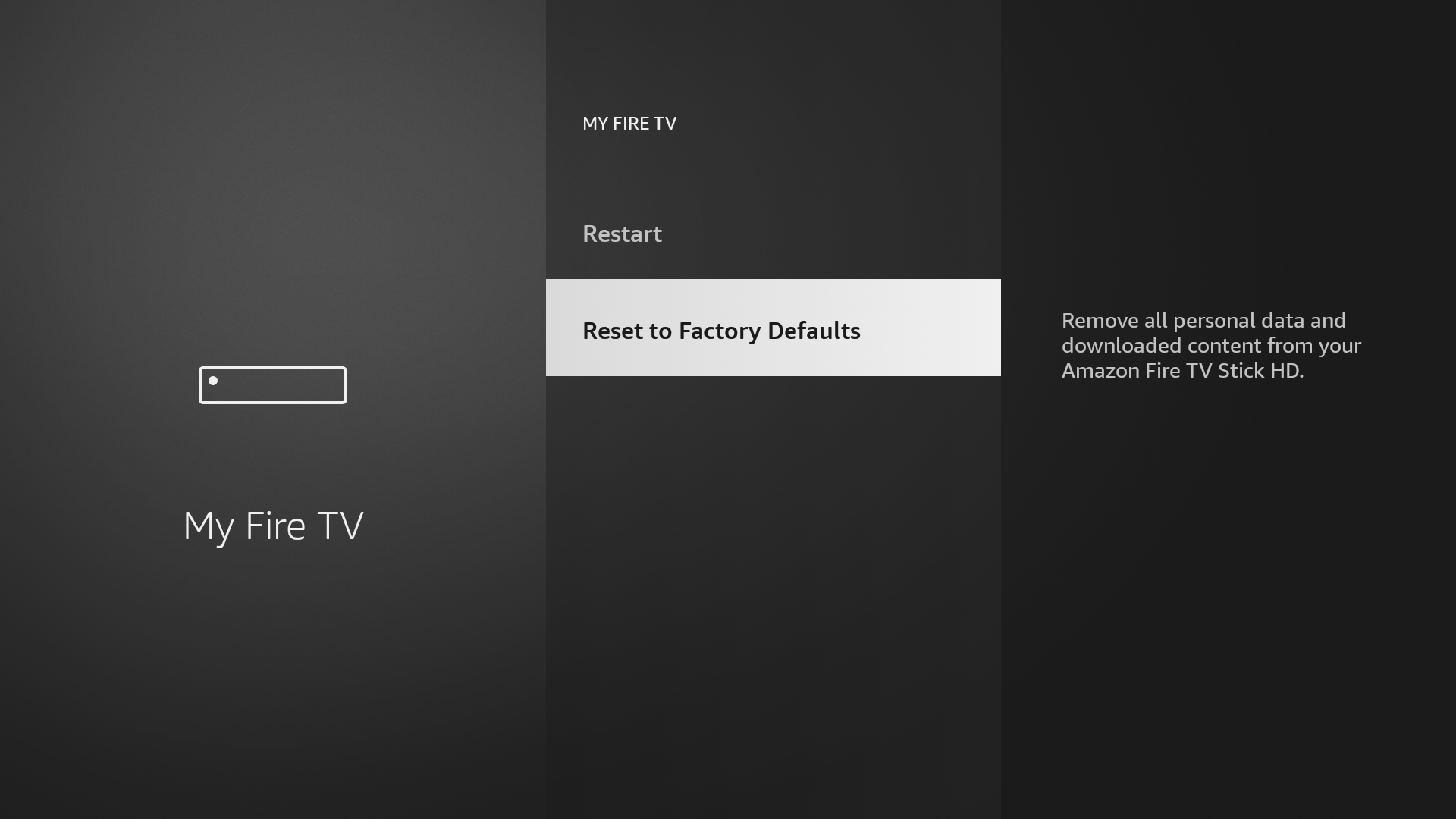Reset to factory defaults.