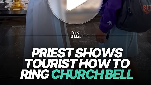 Priest helps tourist ring historic church bell