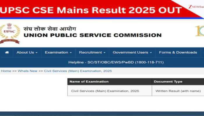 UPSC CSE Mains Result 2025 Declared: 2,736 Candidates Clear The Exam ...