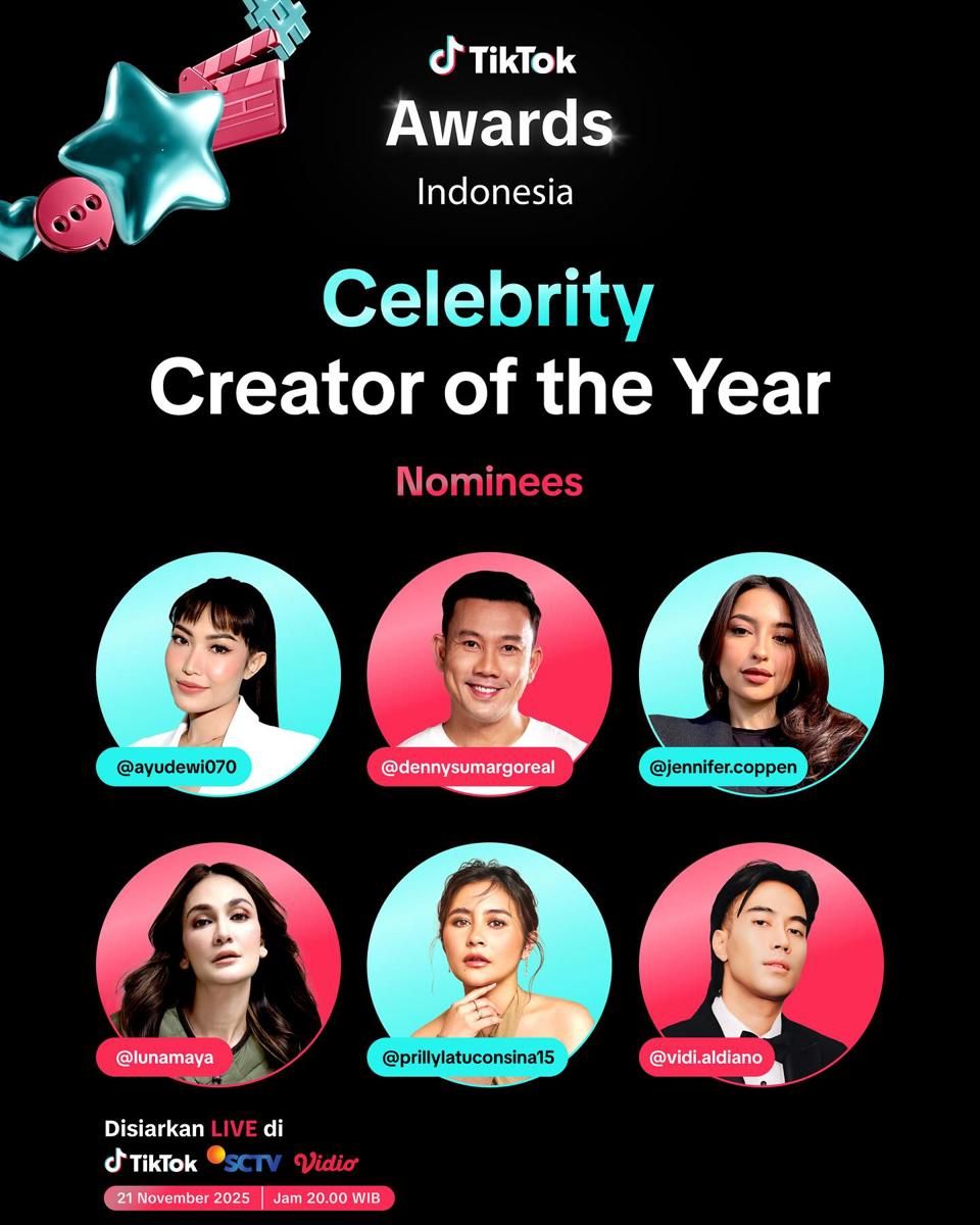 Daftar Nominasi TikTok Awards 2025, 84 Kreator Terpilih!