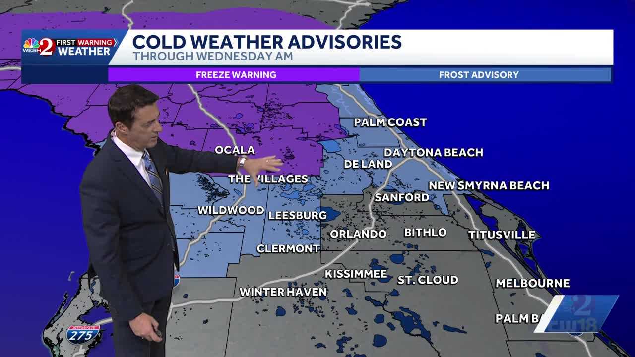 Freeze warning issued as cold temps continue in Central Florida ...