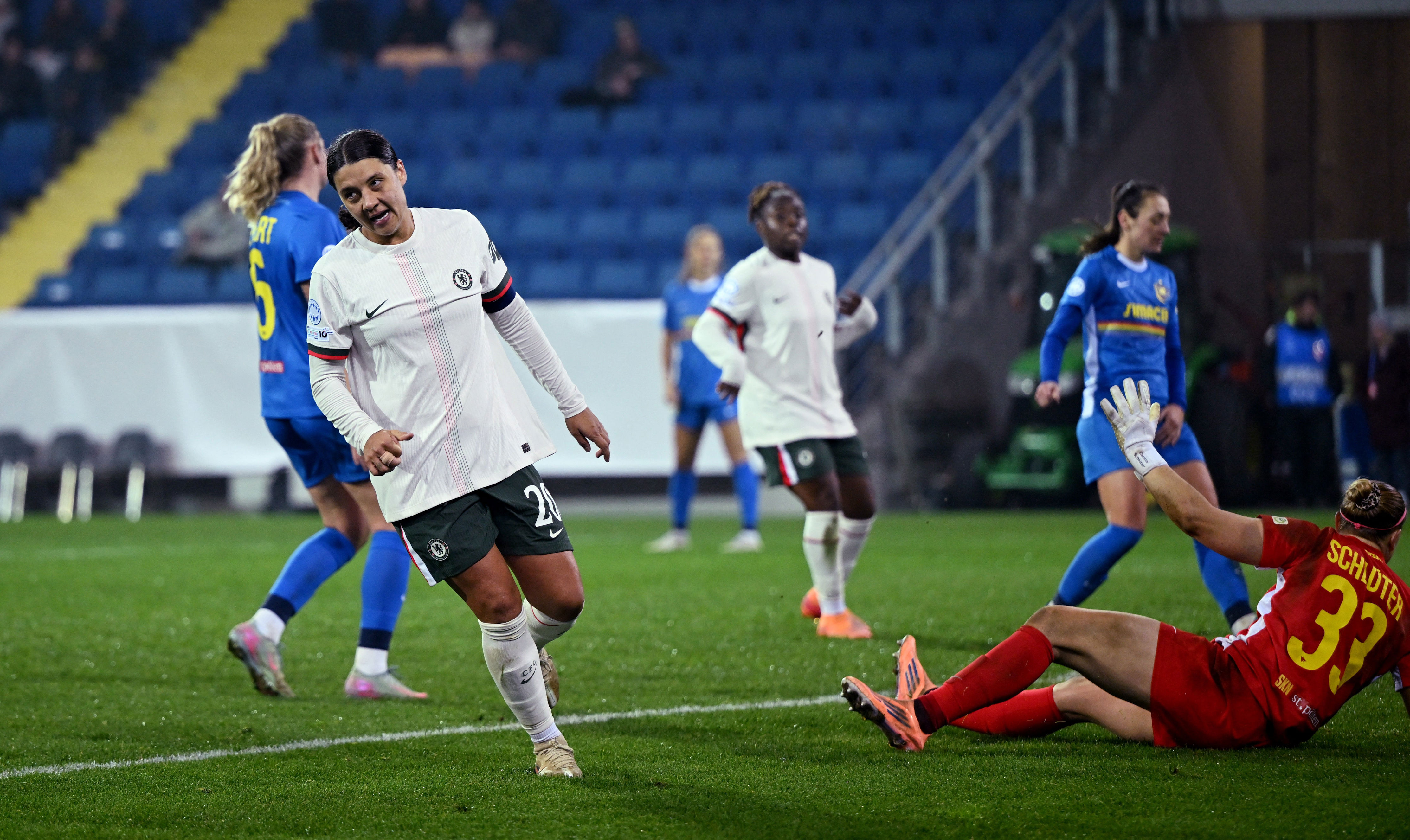 Sam Kerr brilla en la contundente victoria del Chelsea Femenino en la Liga de Campeones
