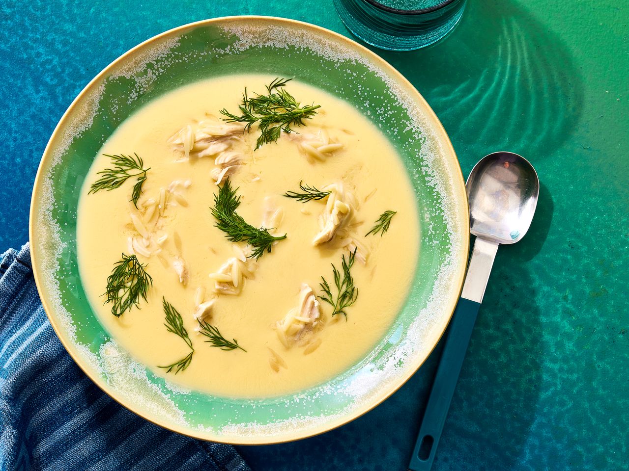 Overhead view of Avgolemono Soup