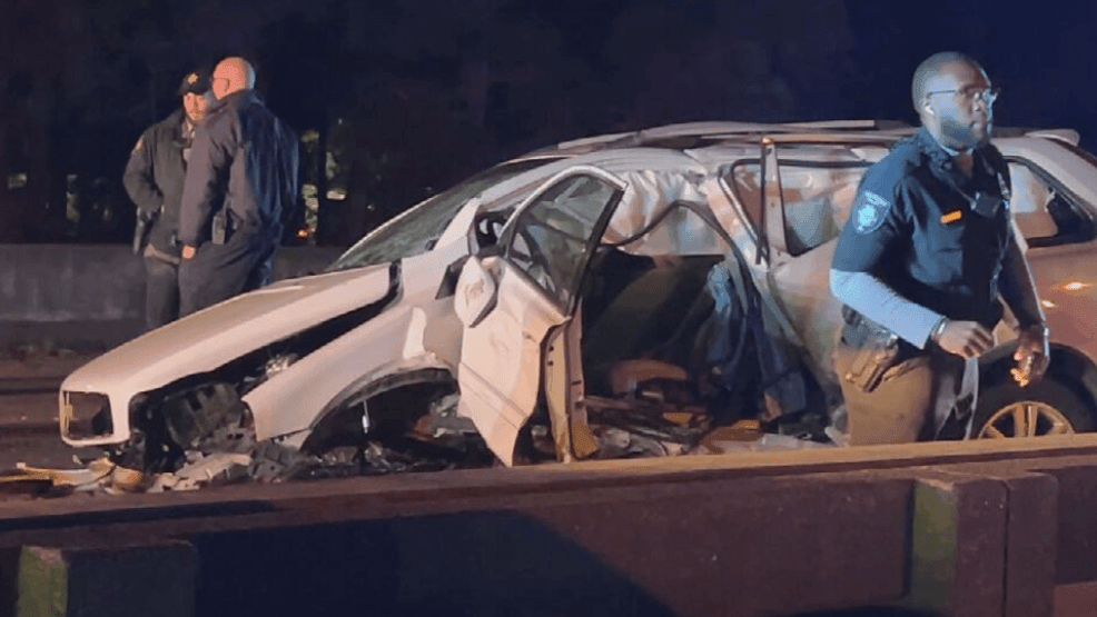 High speed chase in Saraland ends in crash over I-65 in Prichard