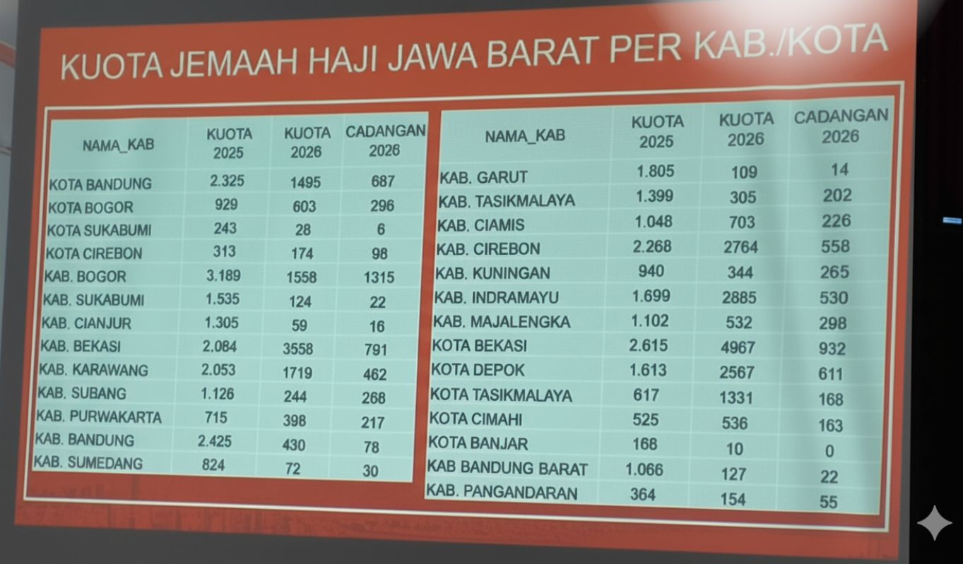Kuota Haji Jawa Barat 2026: Bekasi Terbanyak, Banjar Paling Sedikit