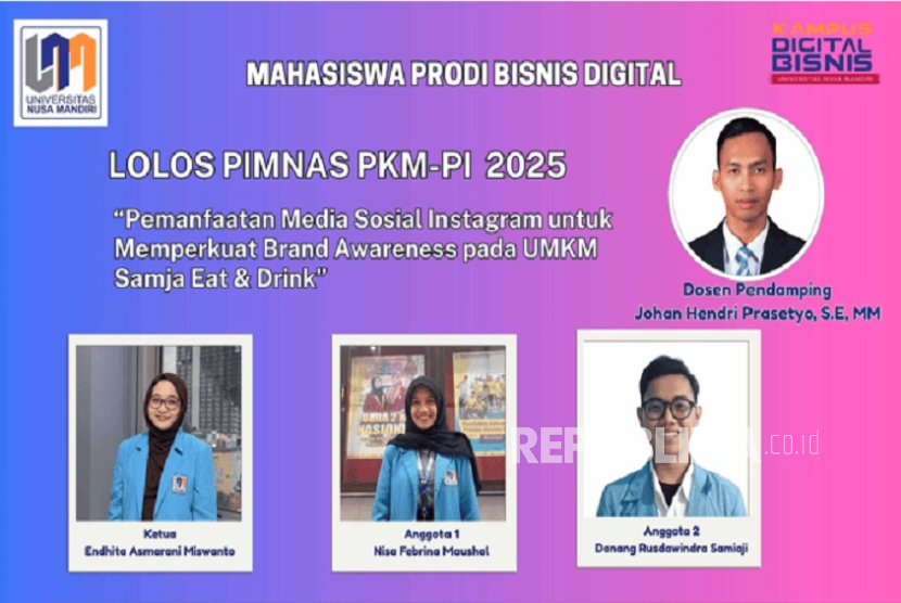 Mahasiswa Nusa Mandiri Lolos PIMNAS 2025 dengan Inovasi Digital UMKM