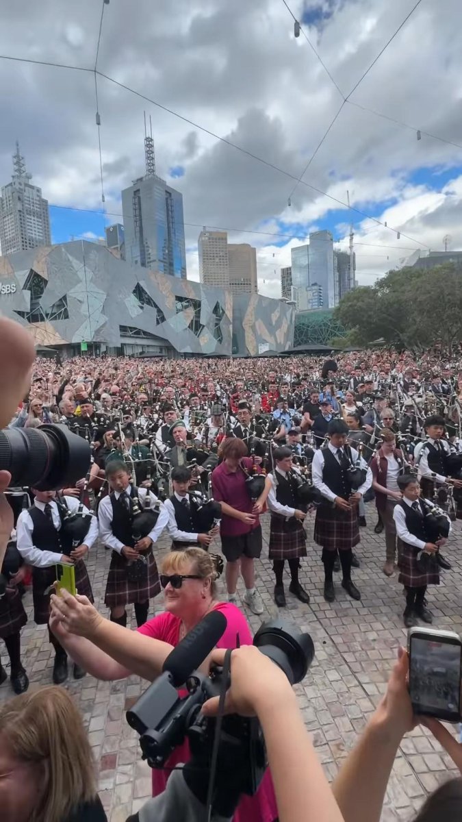 Watch: 374 bagpipers play AC/DC song together to break world record