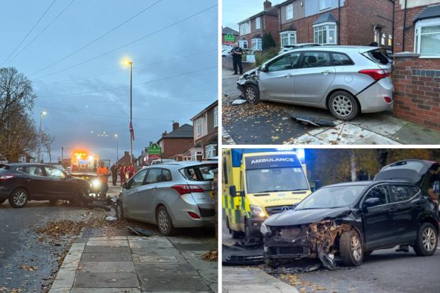 Woman rushed to hospital after crash with parked car on Darlington road