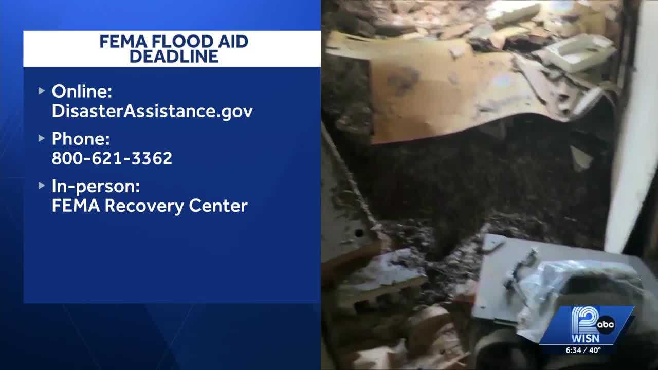 FEMA flood aid deadline Wednesday night for August flood victims in Wis.