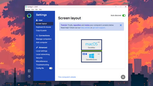 Synergy on Windows.