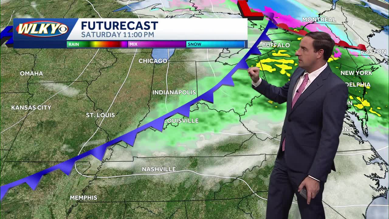 Mild temps continue then a few showers Saturday night