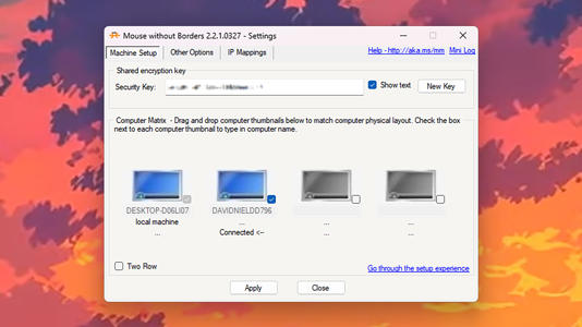 Mouse Without Borders on Windows.