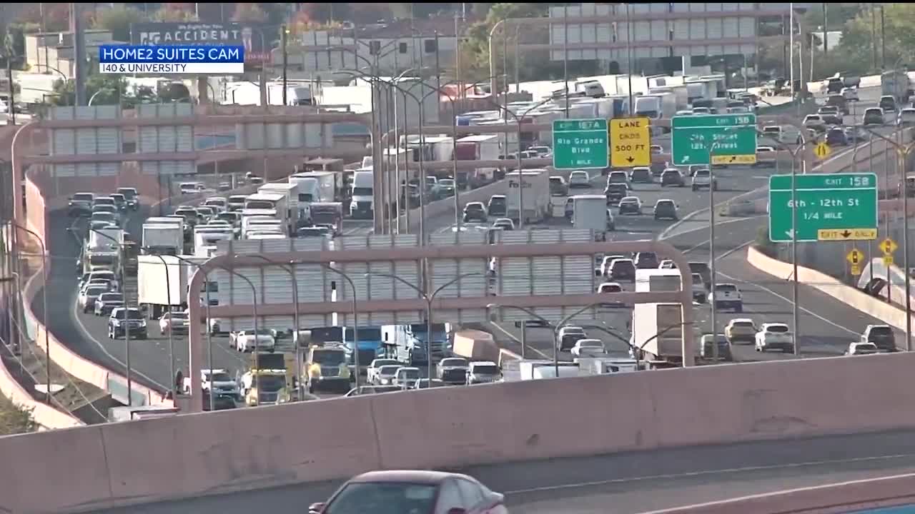 Vehicle crash closes several Interstate 40 lanes near the Big-I
