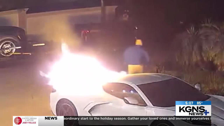 Laredo arson investigation underway after car fire caught on security video