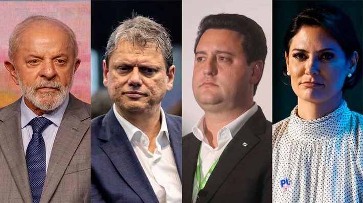 Pesquisa Genial/Quaest divulgada nesta quinta-feira, 13. Combo com Lula/Tarcidio/Ratinho/Michele. Foto: Estadão