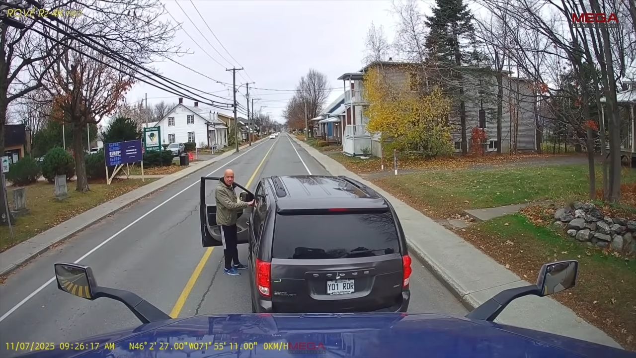 Furious Driver Jumps Out Of Vehicle