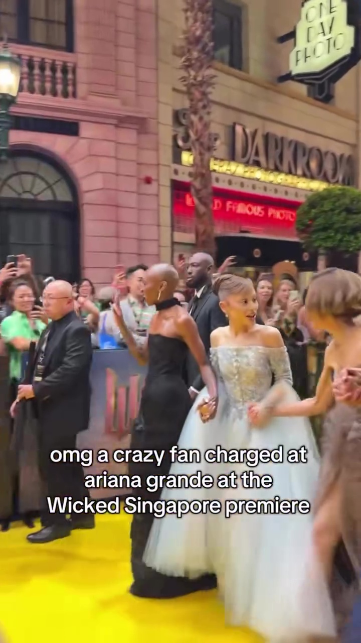 Ariana Grande charged at by ‘Wicked’ fan in scary redcarpet incident