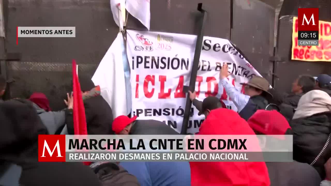 Marcha de la CNTE termina en desmanes frente al Palacio Nacional, CDMX