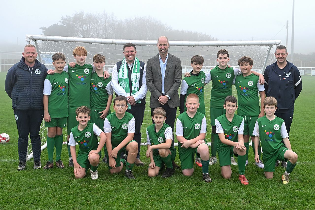 Hugh Hastings/Getty Prince William visits Mousehole AFC on Nov. 13, 2025
