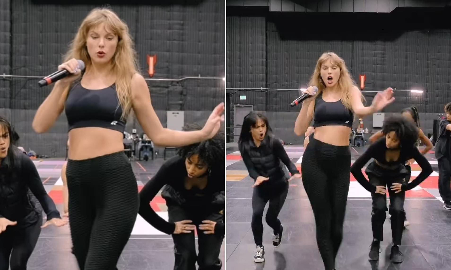 Taylor Swift is seen rehearsing in rare behind-the-scenes footage