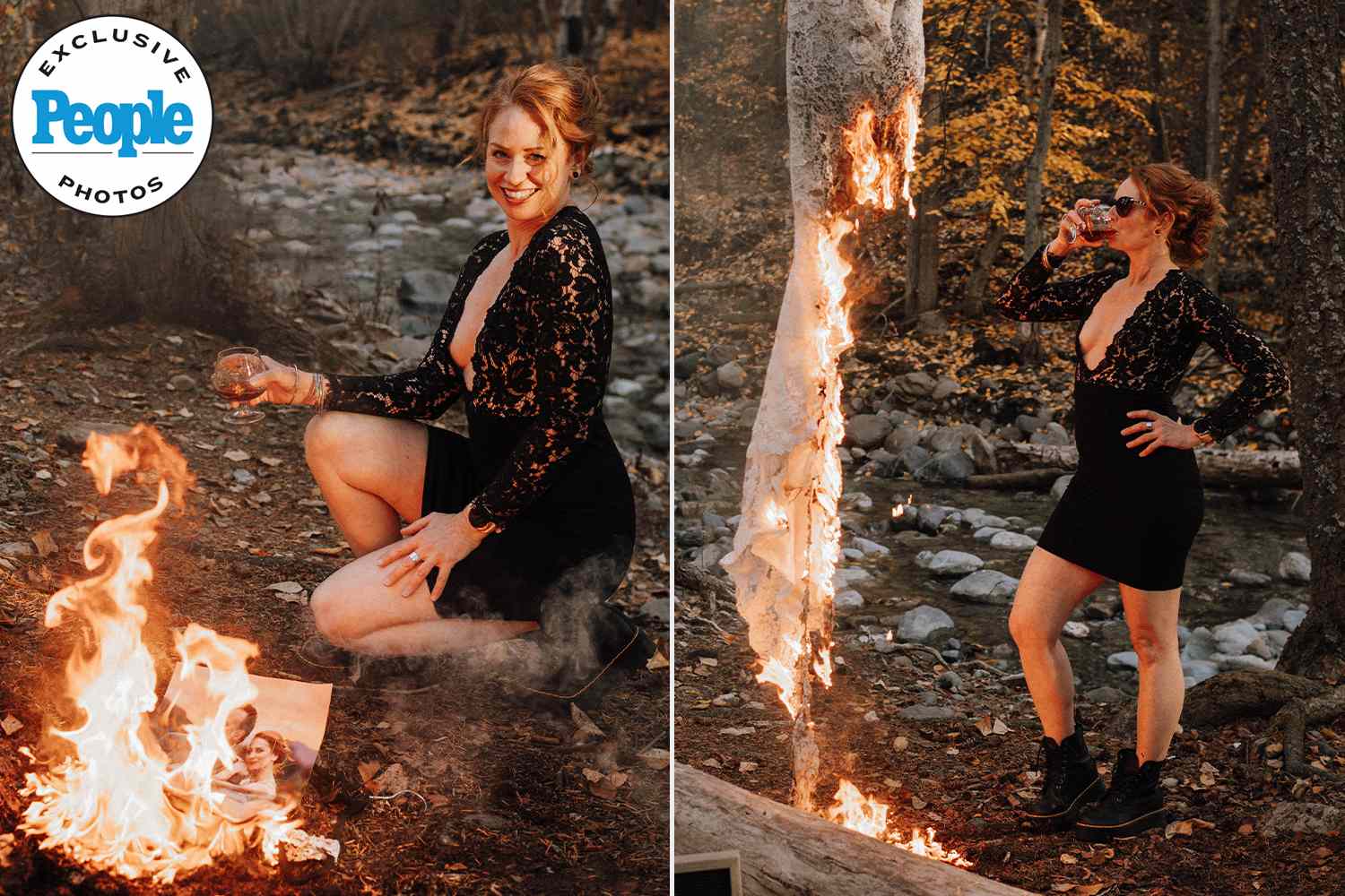 Christine Genevieve Photography Lindsay Hordal burning her wedding dress and photos