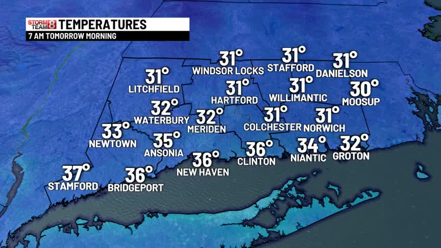 Partly cloudy and brisk overnight with lows in the 30s. Morning sun ...
