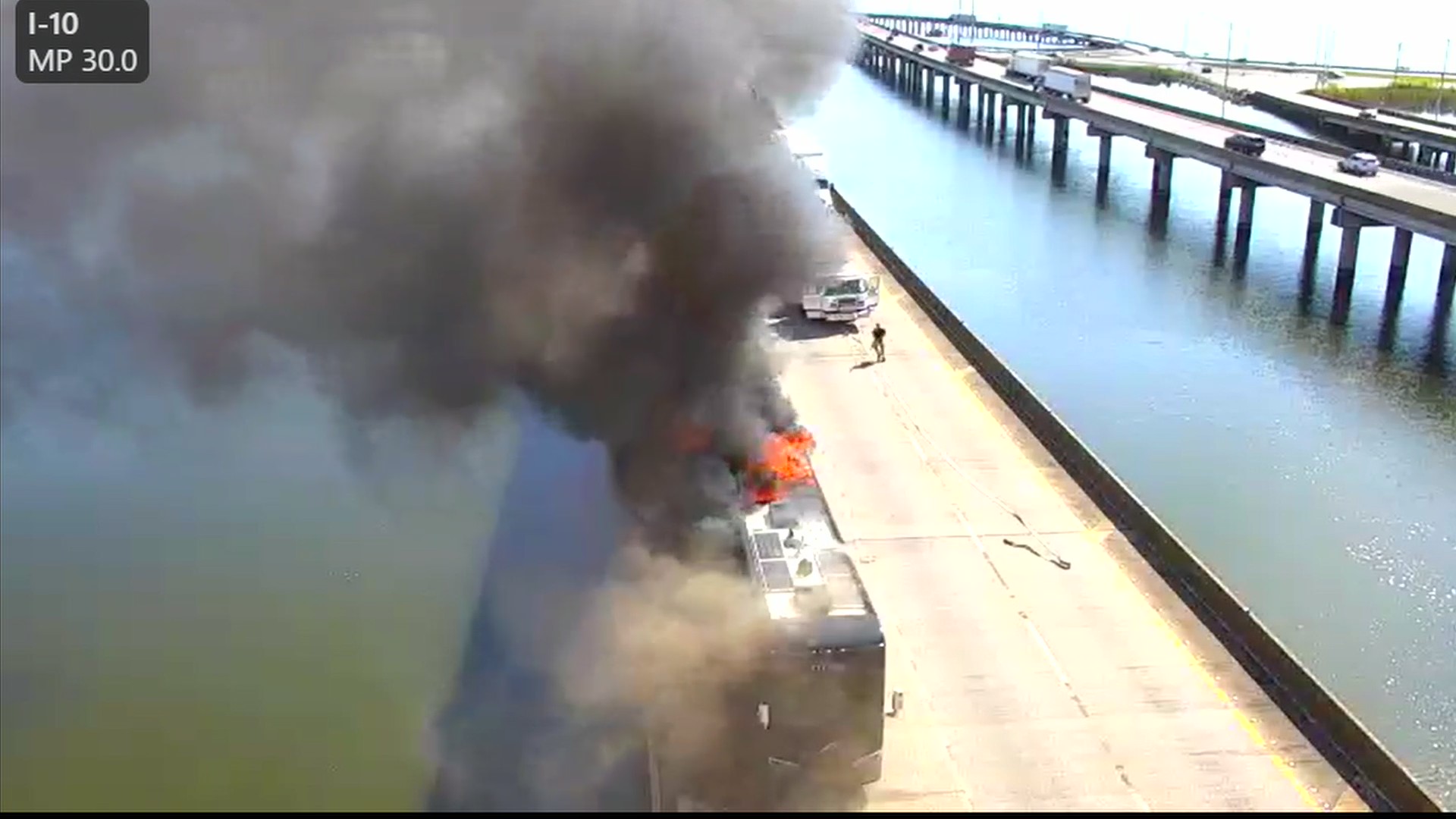 RV on fire on the I-10 Bayway