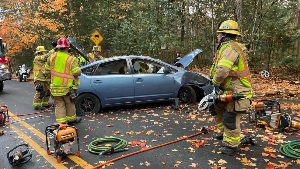 Firefighters rescue trapped driver in two-vehicle crash on Weir Road in ...