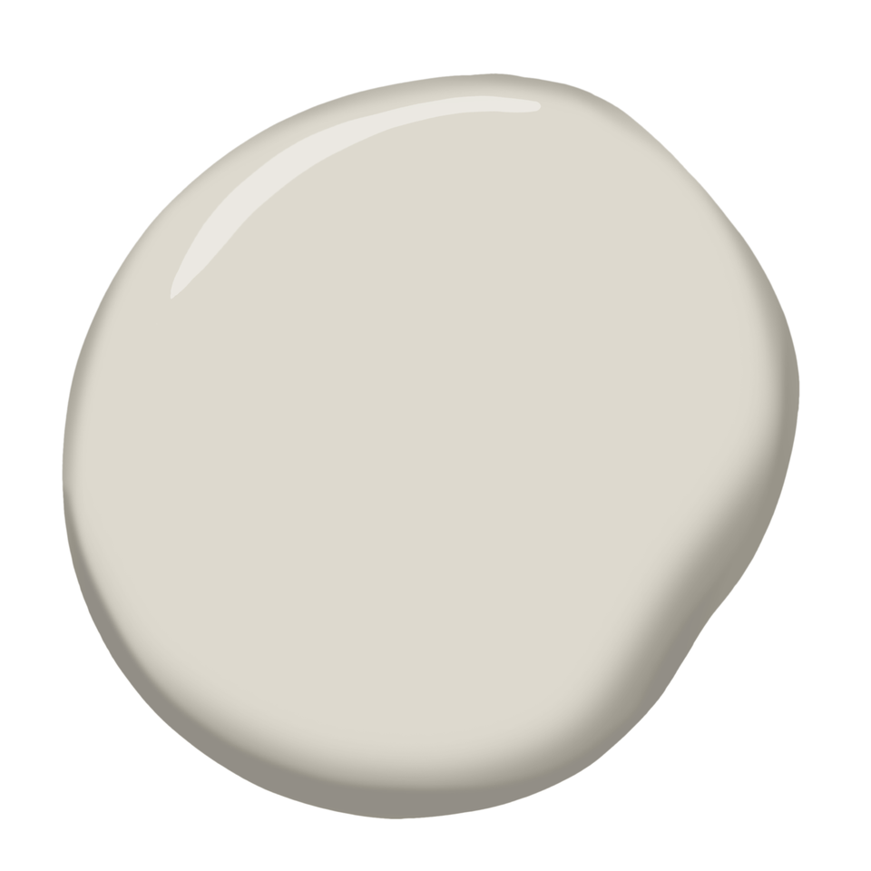 Paint swatch blob in a beige tone from Benjamin Moore's Pale Oak