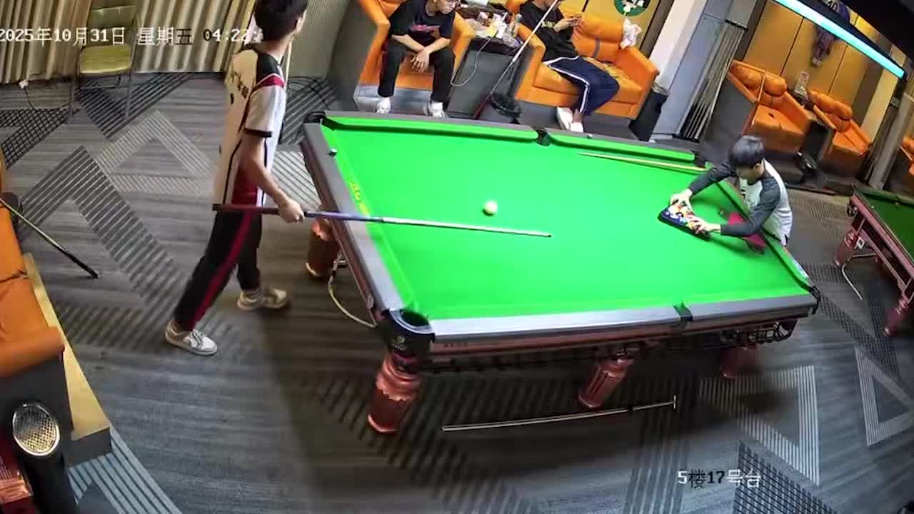 Pool player stuns friends with incredible fluke shot captured on CCTV