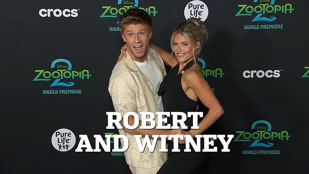 Robert Irwin and Witney Carson attend the Zootopia 2 premiere