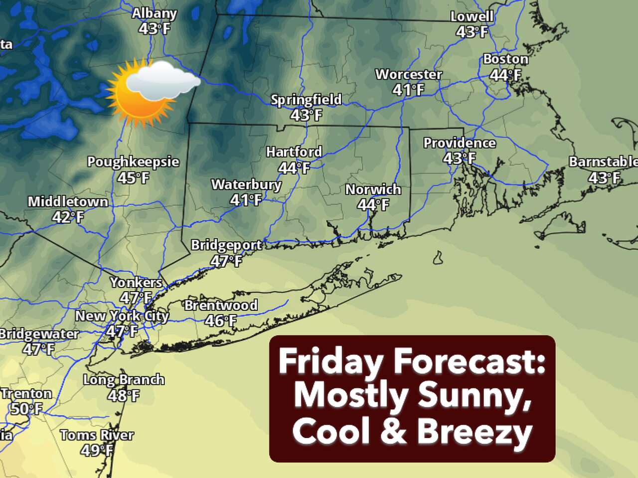 Cool and dry Friday in CT before rain arrives this weekend